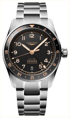 LONGINES Spirit Zulu Time GMT Automatic (39mm) Black Dial / Stainless Steel Bracelet L38024506