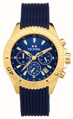 TW Steel Men's Vanceur Diver (42mm) Blue Chronograph Dial / Blue Rubber Strap VA2