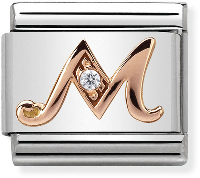 Nomination Classic Letter M 9ct Rose Gold & Steel Charm 430310/13