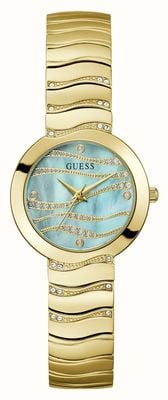 Guess LAGUNA Crystal (30mm) Turquoise Mother-of-Pearl Dial / Stainless Steel Bracelet GW0871L2