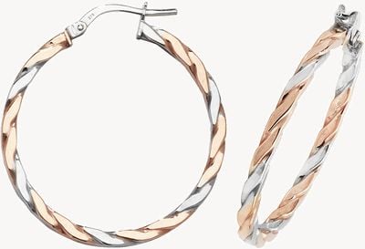 Treasure House 9ct Rose/White Gold 25mm Hoop Earrings ER1041RW-25