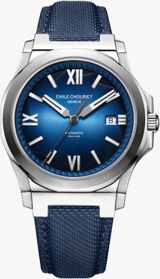 Emile Chouriet Challenger Cliff Automatic (40mm) Blue Sunray Dial / Blue Canvas Strap 08.1170.G.6.6.N8.2