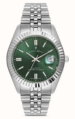 Jacques Du Manoir Inspiration Date Automatic (40mm) Green Dial / Stainless Steel Bracelet JWG04206