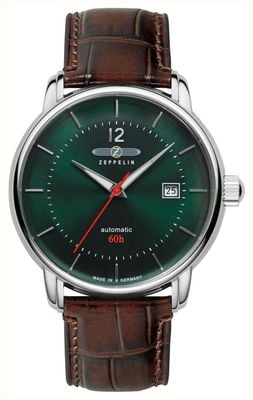 Zeppelin Men's Bodensee Automatic (41mm) Green Dial / Brown Leather Strap 8160-4