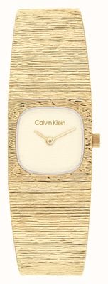 Calvin Klein SOPHISTICATED SQUARE Two-Hand Quartz (20mm) Gold Dial / Gold PVD Stainless Steel Bracelet 25100178