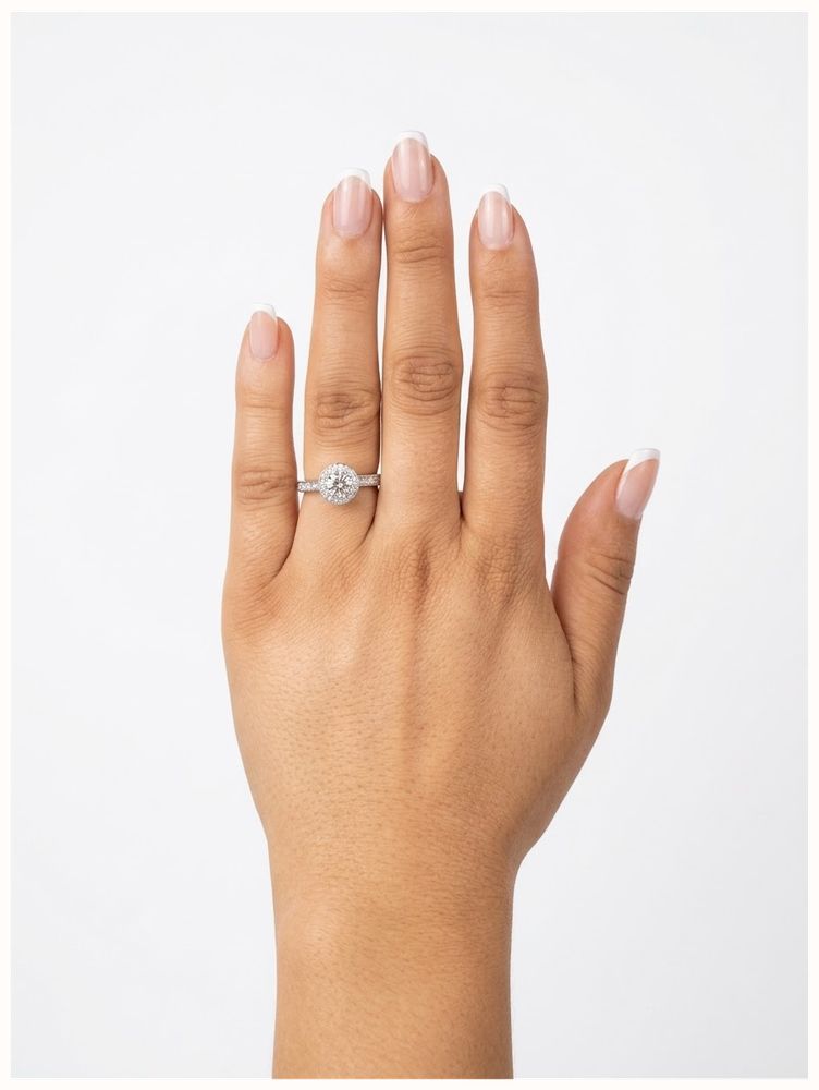 Round Brilliant Natural Diamond Platinum Halo Ring J62058 - alternate view 4