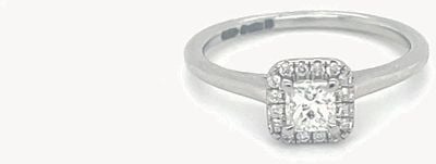 Plat Princess Cut 0.31ct F VS2 Dia Halo Ring ENG4981