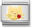 Nomination Classic Cat Kiss 18ct Gold & Steel Enamel Charm 030272/45