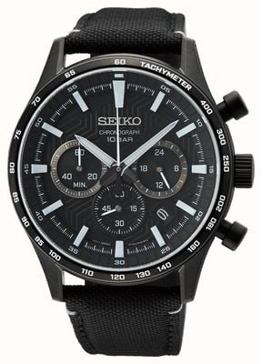 Seiko Mens Chronograph Strap Black Nylon Strap SSB417P1