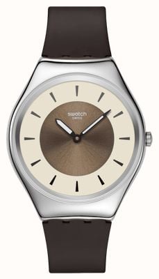 Swatch HAZEL DELIGHT (38mm) Brown and Ivory Dial / Brown Silicone Strap SYXS158