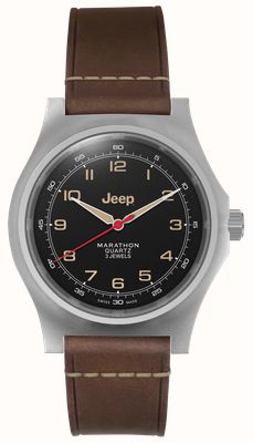 Marathon x Jeep® Willys SSGPQ Quartz (41mm) Black Dial / Brown Crazy Horse Leather Strap WW194034SS-4001