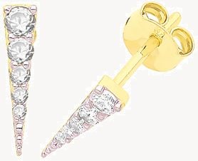 Treasure House 9ct Yellow Gold Pave Set Spike Stud Earrings ES1662