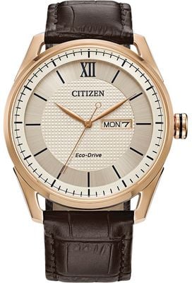 Citizen Eco-Drive Classic (42mm) Ivory Dial / Brown Leather Strap AW0082-01A