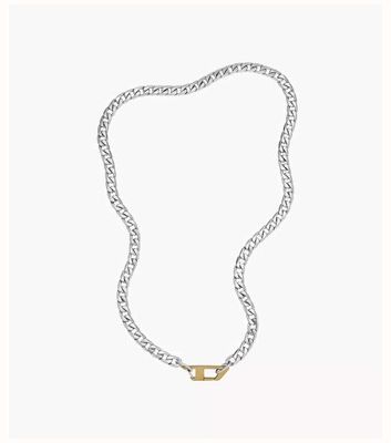 Diesel Men's Stainless Steel Chain Necklace With D symbol DX1343040