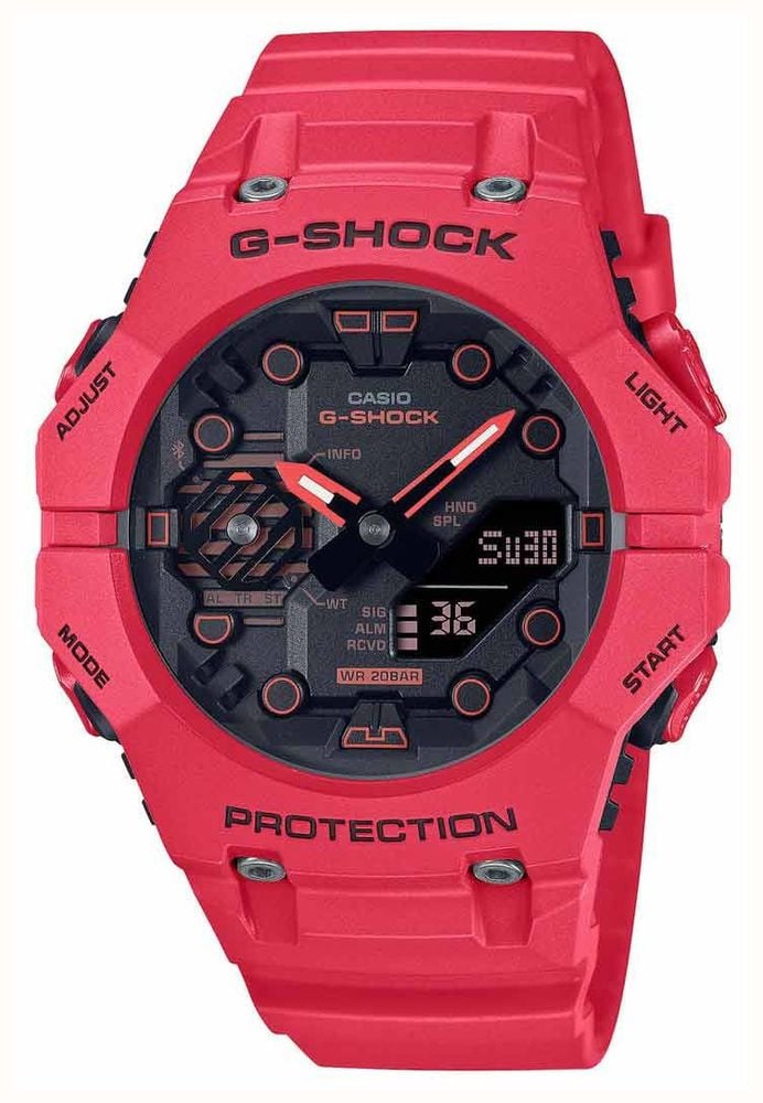 Casio Men s Bluetooth G Shock Combi Red Integrated Bezel and Strap GA B001 4AER