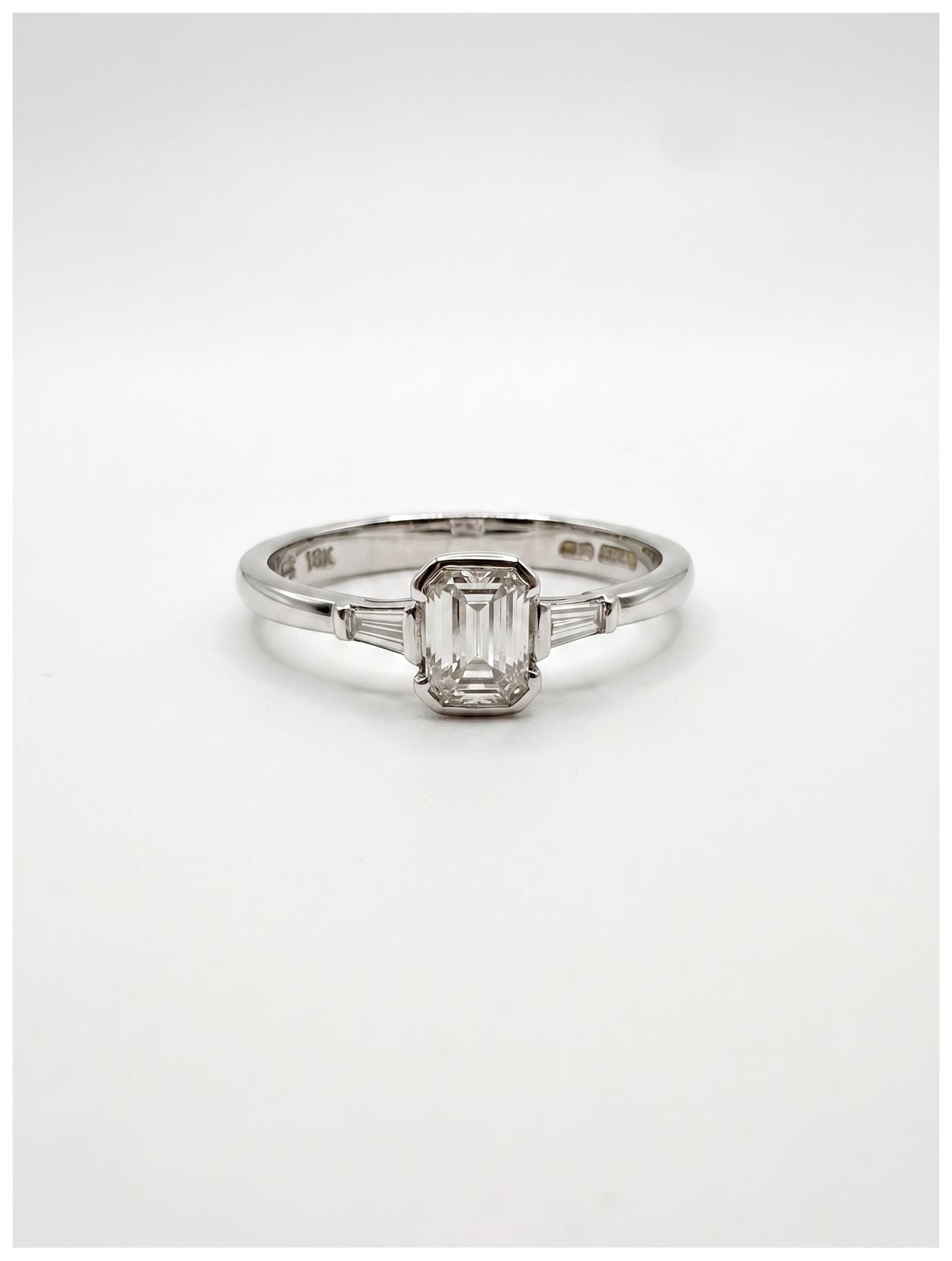 James Moore & Co JM3150 18k W/gold Emerald Cut Diamond Ring Jewellery