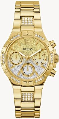 Guess HARLOW Multifunction (38mm) Ombre Glitter Dial / Gold PVD Stainless Steel Bracelet GW0950L2
