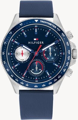Tommy Hilfiger Men's Clark (44mm) Blue Dial / Blue Leather Strap 1792209