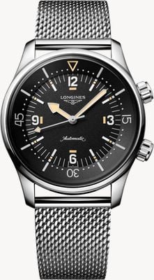 LONGINES Legend Diver 59 Automatic Chronometer (42mm) Black Grained Dial / Stainless Steel Mesh Bracelet L37954599
