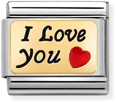 Nomination Classic I Love You 18ct Gold & Steel Enamel Charm 030284/55
