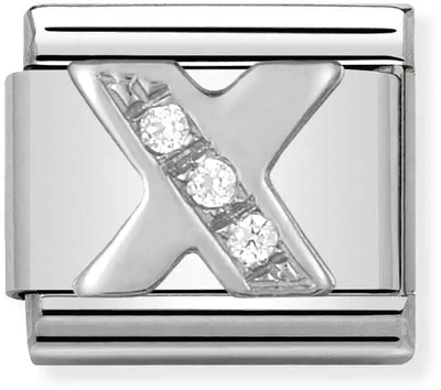 Nomination Classic Letter X Sterling Silver & Steel Cubic Zirconia Charm 330301/24