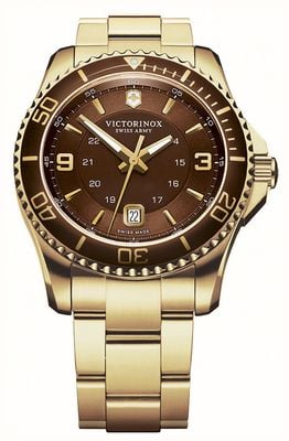 Victorinox Maverick Quartz (43mm) Brown Dial / Gold PVD Stainless Steel Bracelet 241607