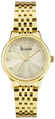 Accurist Women's Dress Diamond Quartz (28mm) Champagne Gradient Dial / Gold PVD Stainless Steel Bracelet 77003