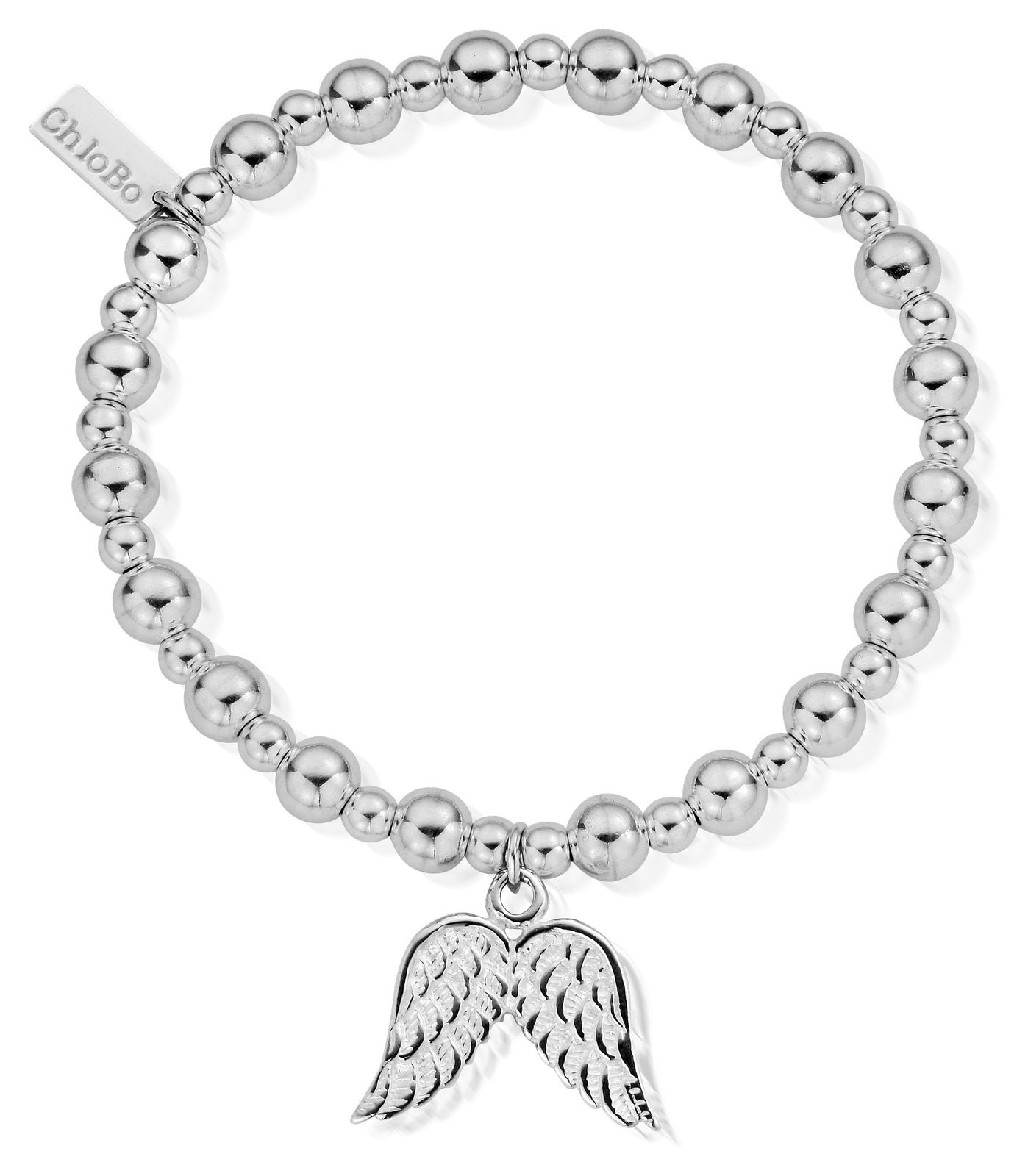 ChloBo SBMSB702 Sterling Silver Mini Small Ball Double Angel Jewellery