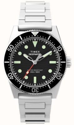 Timex Deepwater Reef 200 (41mm) Black Wave Dial / Stainless Steel Bracelet TW2W95200