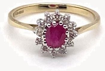 9k Yellow Gold 0.21ct Diamond Ruby Ring JM2768