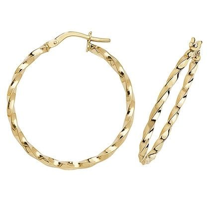 Treasure House ER1008-25 9k Yellow Gold Hoop Earrings 25 mm Jewellery
