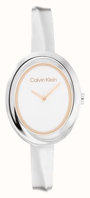 Calvin Klein Twisted Bezel (26mm) White Dial / Stainless Steel Bracelet 25100055