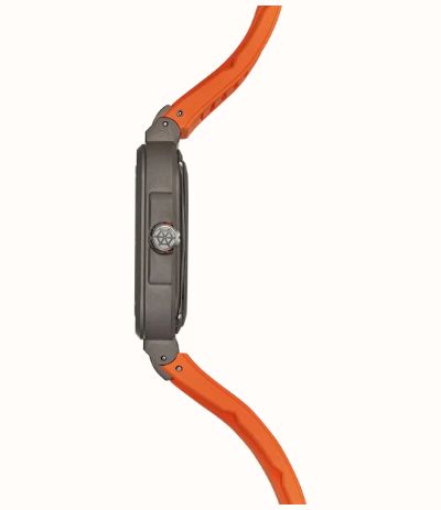 Herbelin Cap Camarat Square Titanium Automatic (40.5mm) Skeleton Dial / Orange FKM Rubber Strap 1846SQTDCMD - alternate view 2