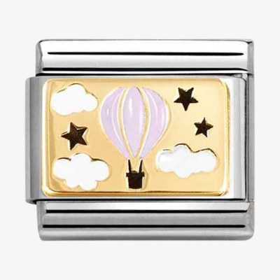 Nomination Classic Pink Hot Air Balloon 18ct Gold Charm 030289/16