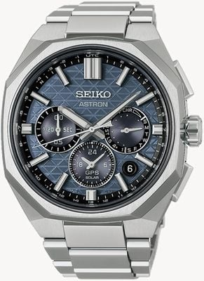 Seiko Astron “Tesselate” 5X63 In Nebula Grey (43.4mm) Blue-Grey Dial / Titanium Bracelet HAB001J1