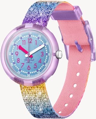 Flik Flak SHINE IN RAINBOW | Blue Dial | Rainbow Glitter Strap FPNP128