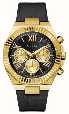 Guess EQUITY Multifunction (44mm) Black Sunray Dial / Black Hybrid Silicone Strap GW0791G3