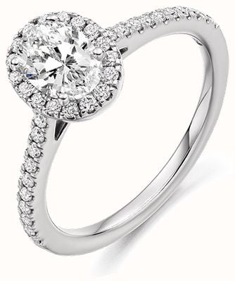 Platinum 950 Oval Diamond Halo Shoulders Ring ENG4015