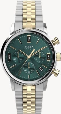 Timex Marlin Quartz Chrono (40mm) Green Dial / Two-Tone Stainless Steel Bracelet TW2W60000