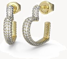 Guess Beloved Ladies Gold Tone Crystal Heart Earrings UBE05017YG