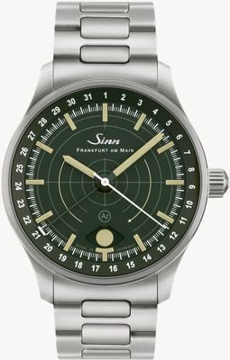 Sinn 308 Hunting Watch (40mm) Dark Green Dial / Stainless Steel H-Link Bracelet Watch 308.010 H LINK