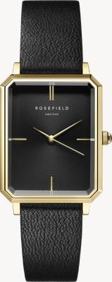 Rosefield Octagon (23mm) Black Dial / Black Leather Strap OBSBG-O49
