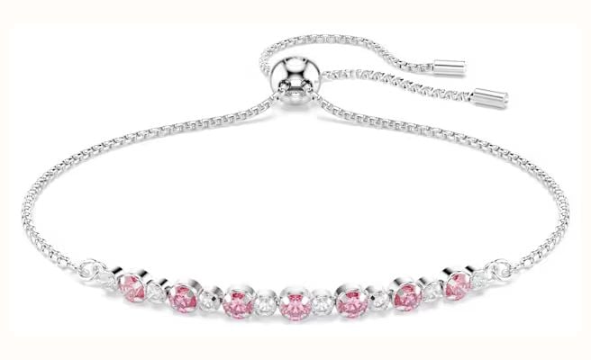 Swarovski Matrix bracelet, Round cut, Pink, Rhodium plated 5763042