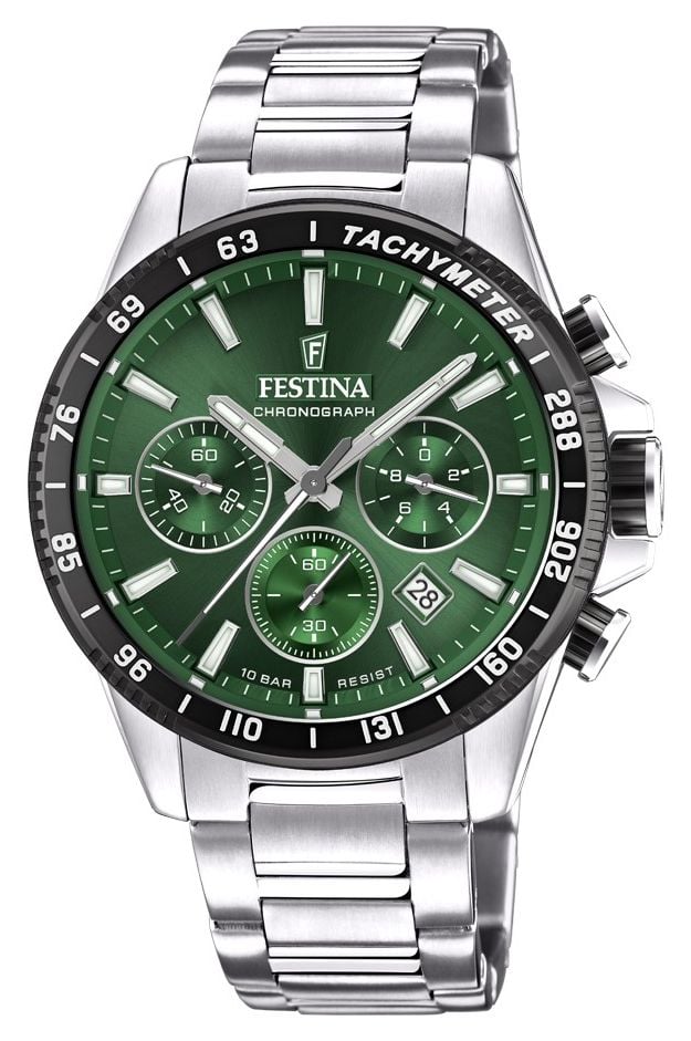 Festina F20560/4 Men's Chronograph | Green Dial | Stainless Watch