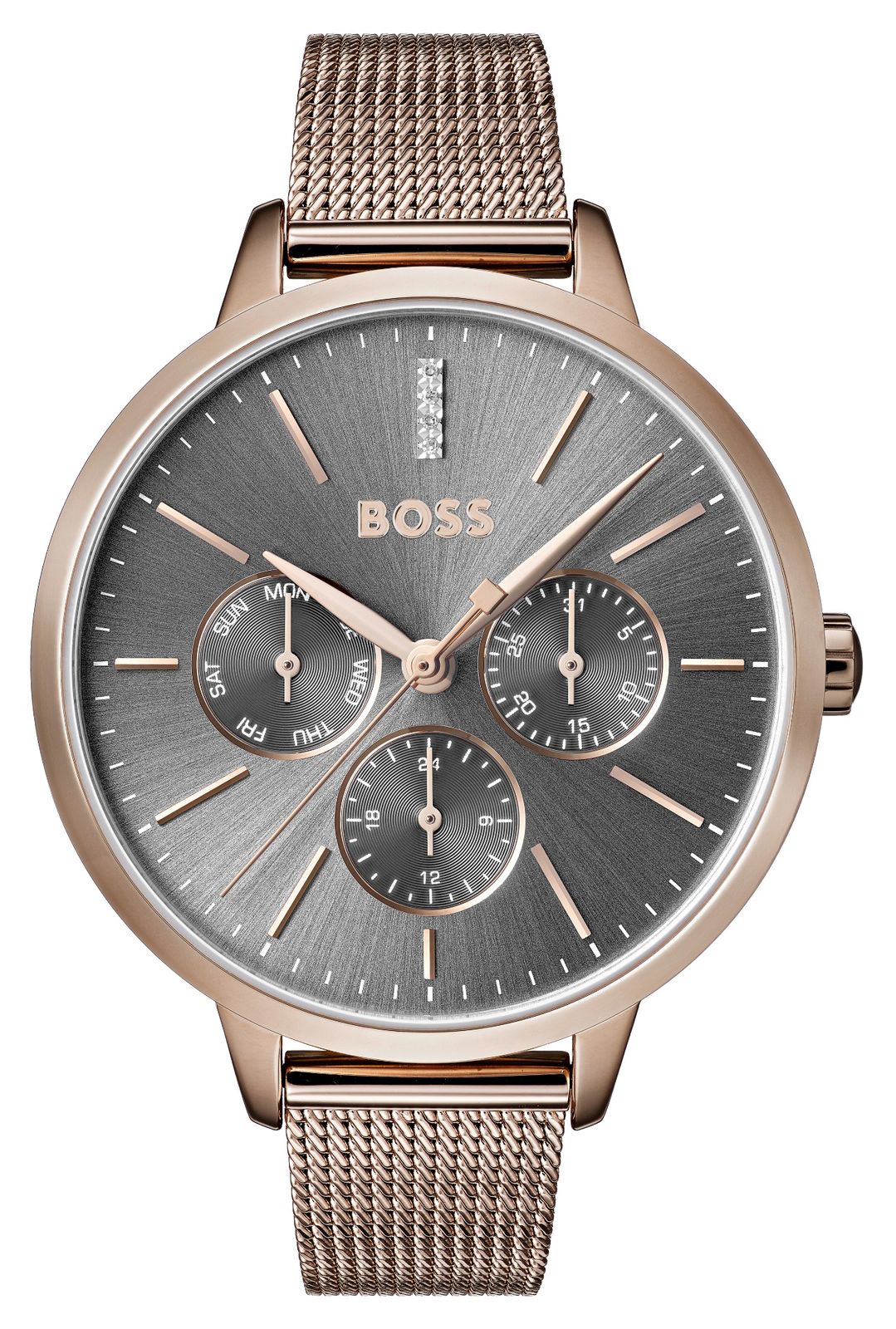 BOSS 1502424 Symphony Grey Dial Day & Date Mesh Strap Watch