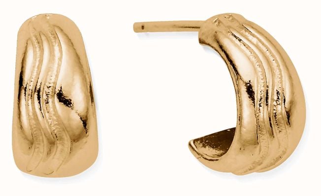 ChloBo Waves Huggie Hoop Earrings Gold Plated GEH3325