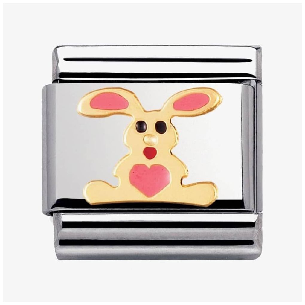 Nomination 030212/01 Classic Pink Rabbit 18ct Gold Charm Jewellery