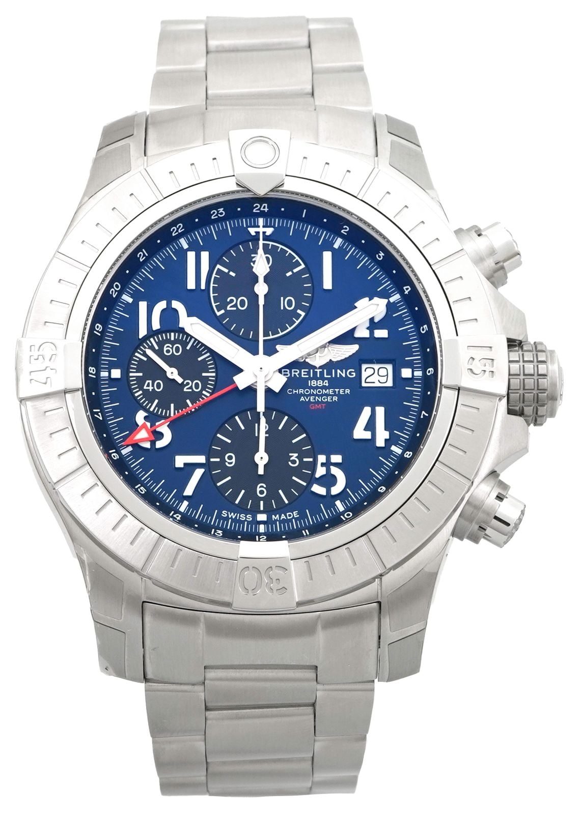 Pre-owned J3730 Breitling Avenger Chronograph GMT 45 Watch