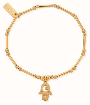 ChloBo Dainty Moon Cut Sparkle Hamsa Gold-Plated Bracelet GBMCTN3375