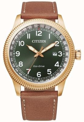 Citizen Dress | Green Dial | Brown Strap BM7483-15X